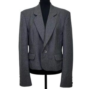 J.G. Hook Vintage 80s Plus Size Single Breasted Fitted Wool Blazer Size 16 Gray